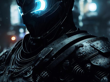 Krieger, Cyber, Futuristisch, Dunkel