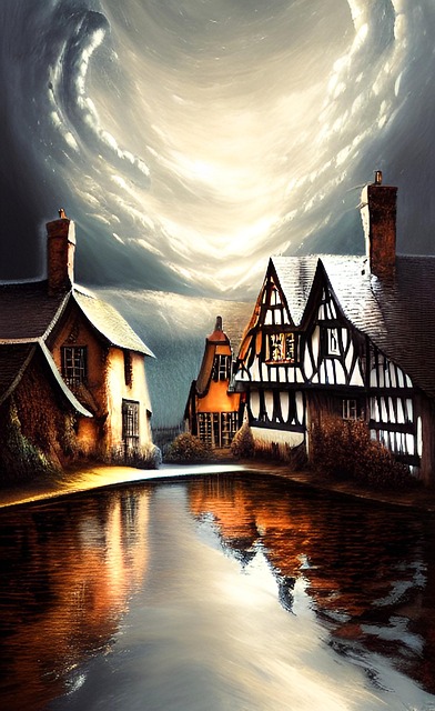 Free village old english village tudor homes illustration