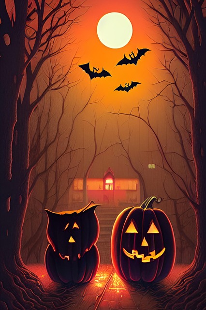 Free generated forest halloween pumpkins illustration