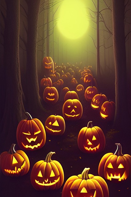 Free generated forest halloween pumpkins illustration