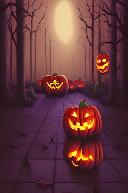 Free generated forest halloween pumpkins illustration
