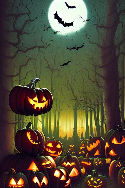 Free generated forest halloween pumpkins illustration