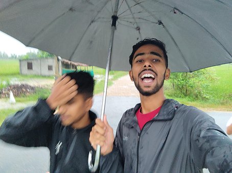 Regn, Paraply, Smil, Lykkelig, Regnfuld