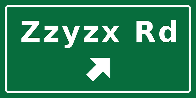 Zzyzx ป้ายถนน, ถนน Zzyzx