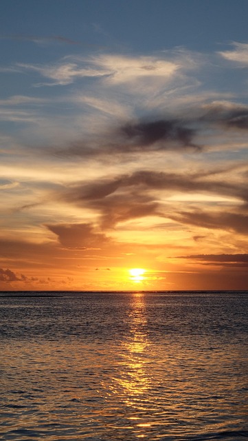 sunlight, sky, sea, nature, mauritius, dusk