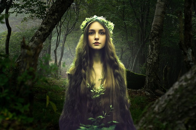 Free fantasy woman forest illustration