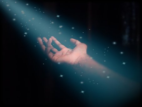 Hand, Licht, Nacht, Stern, Strahlen