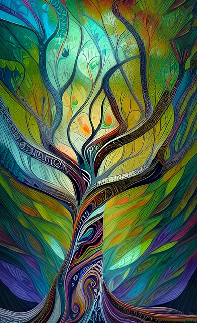 Free tree magical colorful illustration