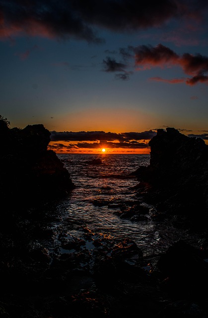Pôr Do Sol, Mar, Costa, Nascer Do Sol