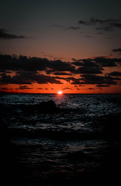 Pôr Do Sol, Mar, Horizonte, Céu, Nuvens