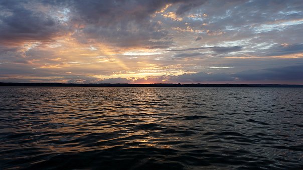 Lac, Apus De Soare, Natura, Valuri