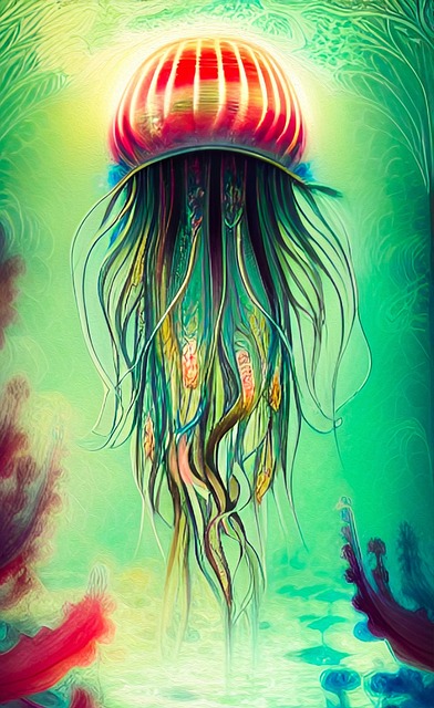 Free jellyfish underwater nature illustration