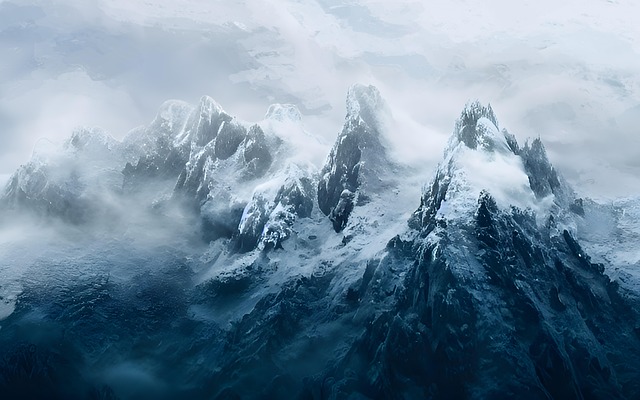 Free mountain snow scenery illustration