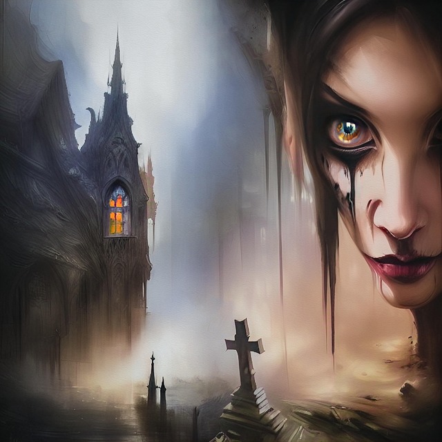 Free vampire woman manor illustration
