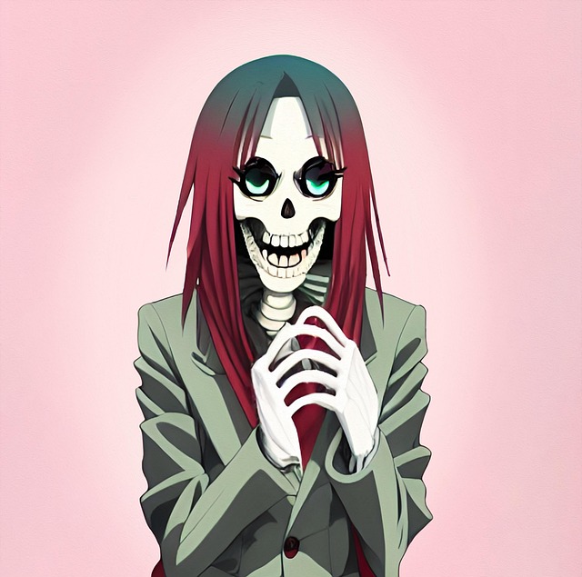 Free skeleton conniving female illustration