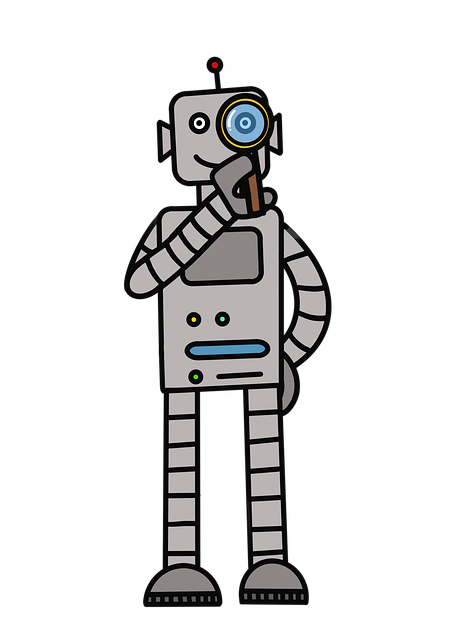 Free magnifying glass search robot illustration