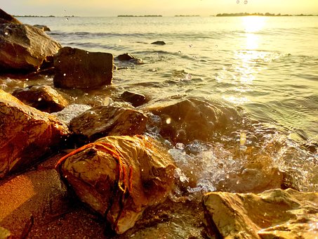 Meer, Strand, Sonnenuntergang, Klippen