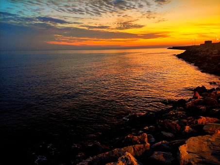 Meer, Sonnenuntergang, Cliff, Landschaft