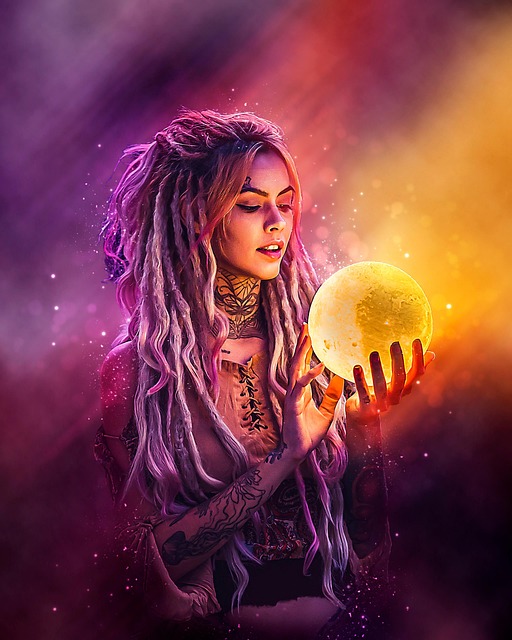 Free woman ball mystical illustration