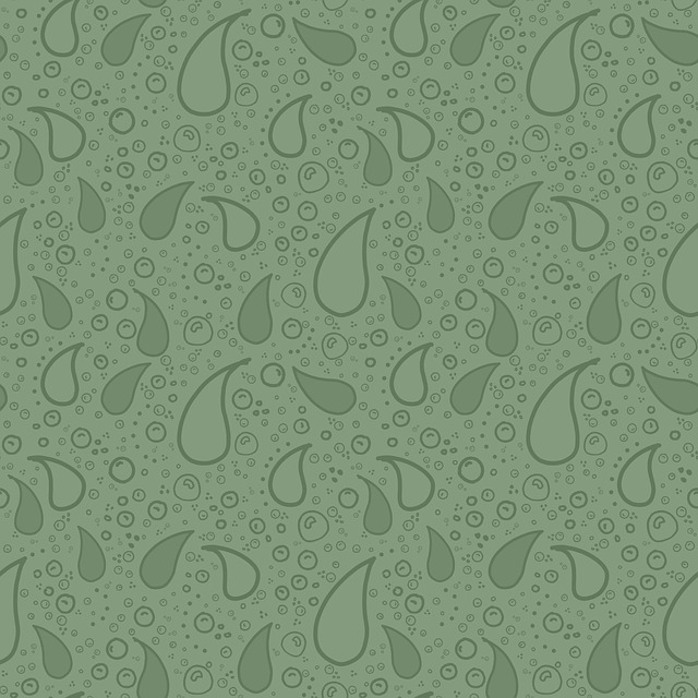 Free paisley pattern green background water drops illustration