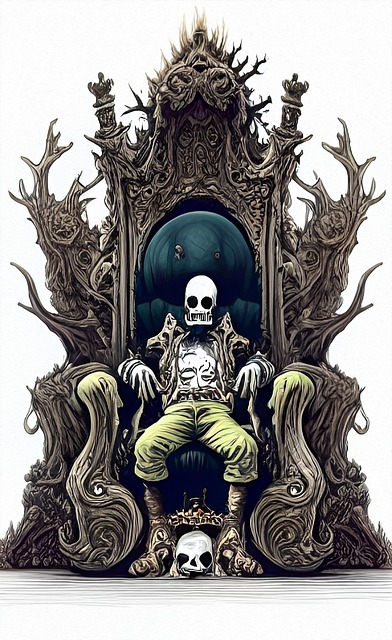 Free skeleton throne gothic illustration