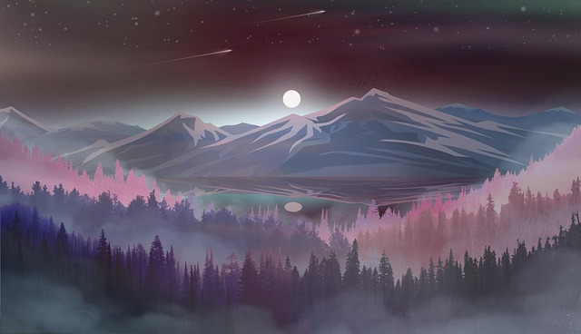 Free mountains nature forest illustration