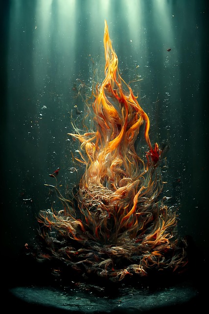 Free flame deep sea underwater illustration