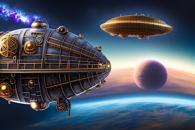 Download free HD stock image of Generated Airship Free generated airship steampunk illustration