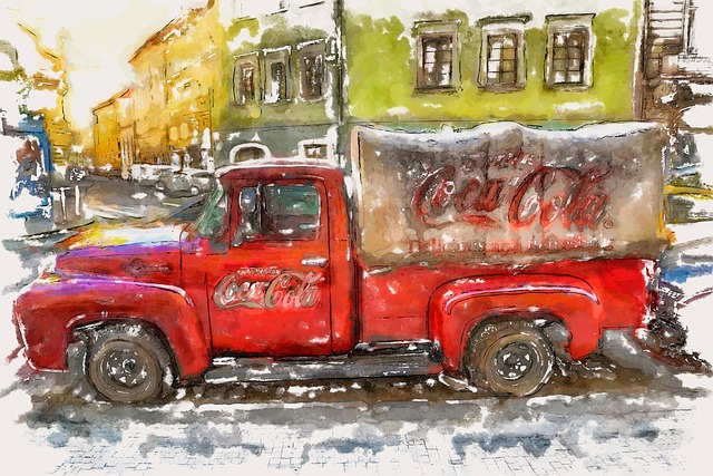 Free coca cola truck old illustration