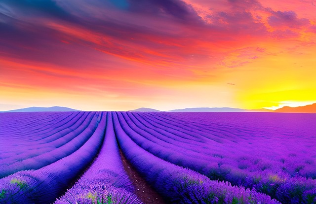 Free lavender field plants illustration