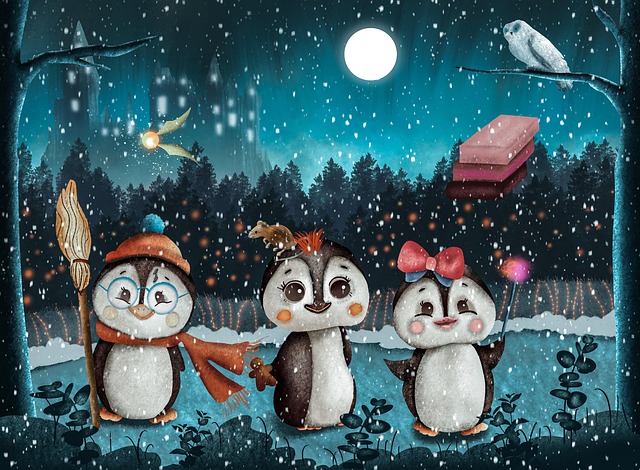 Jul, Pingvin, Vinter, Sne, Lystig, Natur