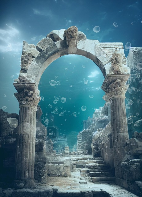 Free underwater ruin atlantis ocean illustration
