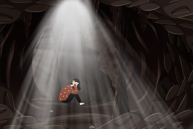 Free woman cave meeting illustration