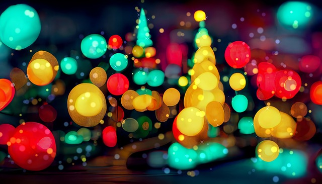 Free christmas neon light bokeh illustration