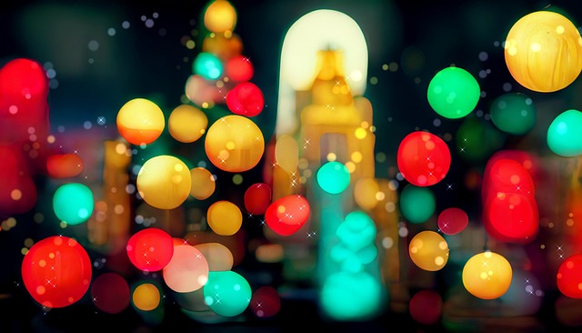 Free christmas neon light bokeh illustration