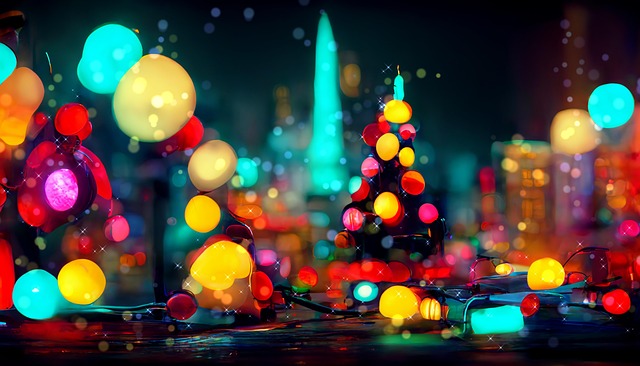 Free christmas neon light bokeh illustration