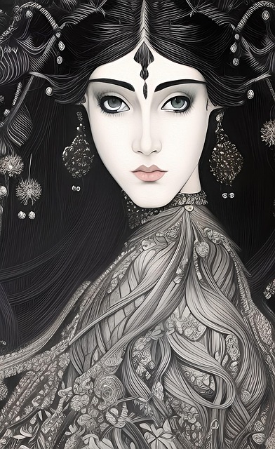 Mujer, En Blanco Y Negro, Florido