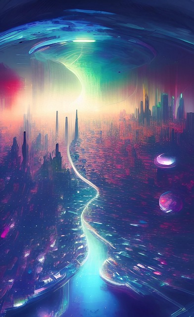 Free futuristic city ufo illustration