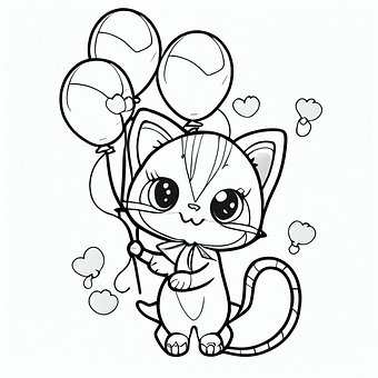 Free Cat Balloons illustration and picture