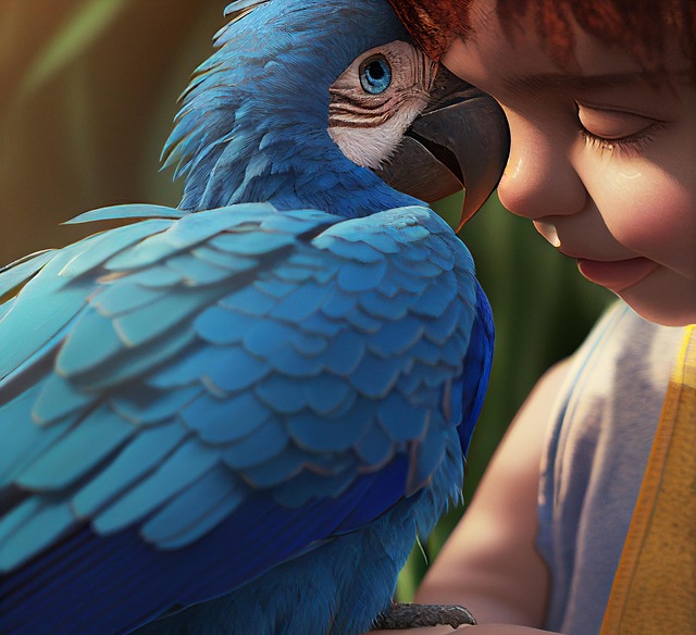 Free kid bird boy illustration