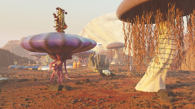 Free mushrooms alien nature illustration
