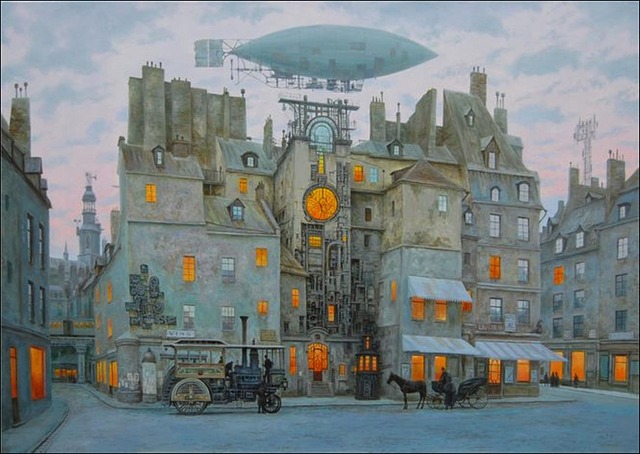 Free airship steampunk fantasy illustration