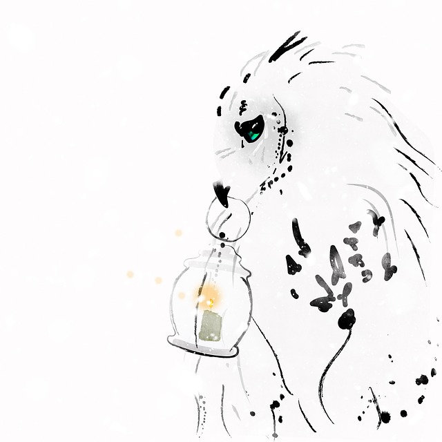 Free snowy owl bird lantern illustration