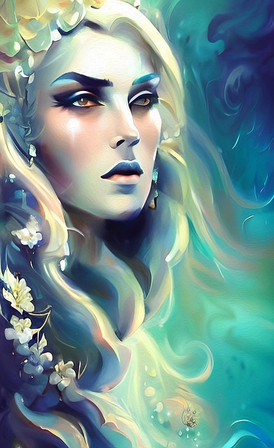 Free lady blonde flowers illustration