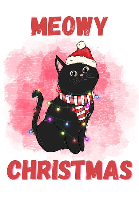 Free Cat Christmas illustration and picture
