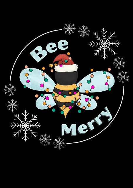 Free Bee Christmas illustration and picture