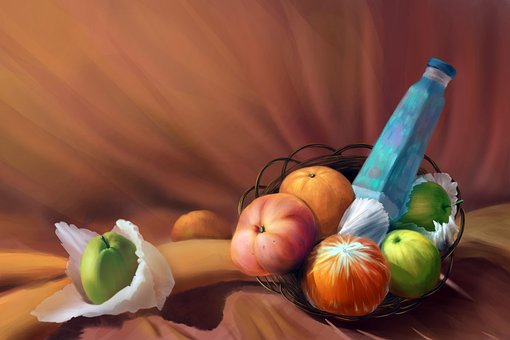 Fructe, Plastic, Sticlă De Apă, Culoare