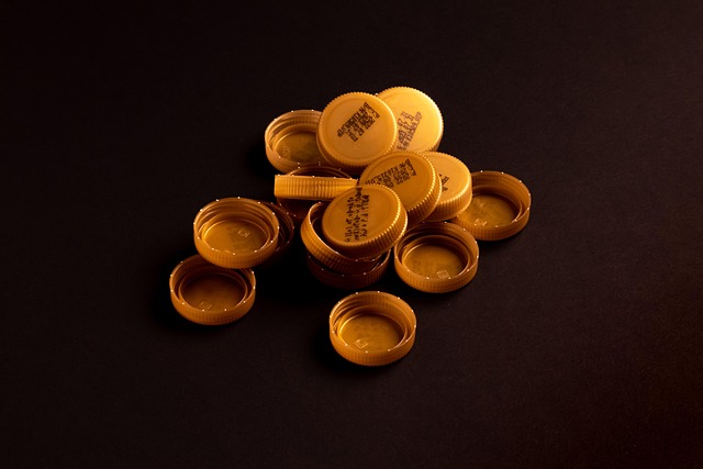 Garrafa, Boné, Pilha, Preto, Ouro, Fundo