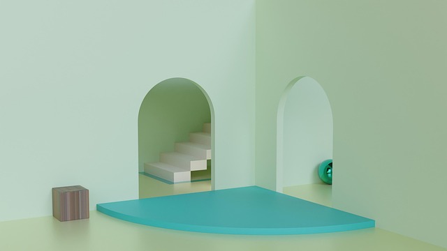 Free podium 3d rendering interior design illustration