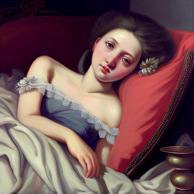 Free resting divan muse woman asleep nap girl bed illustration